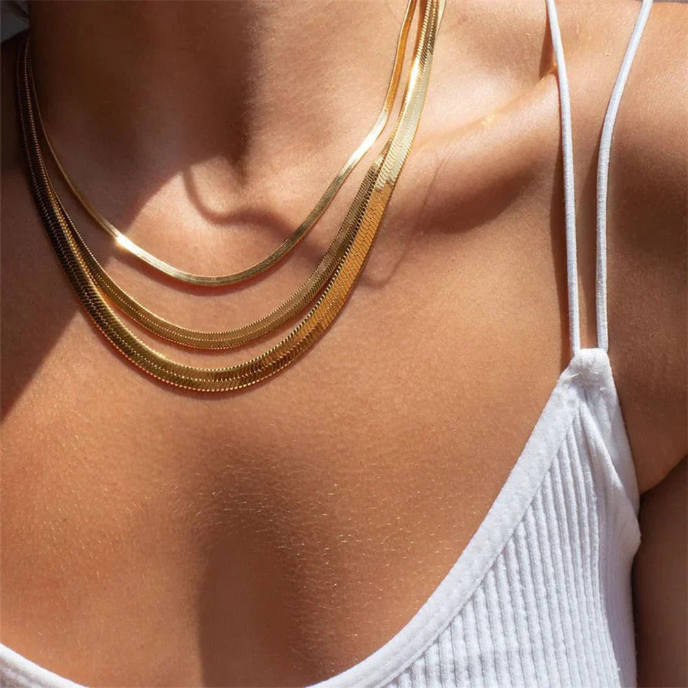 Naszyjnik Elizabeth Guld Herringbone